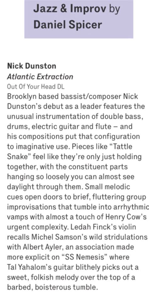 Nick Dunston – Atlantic Extraction (2019, CD)